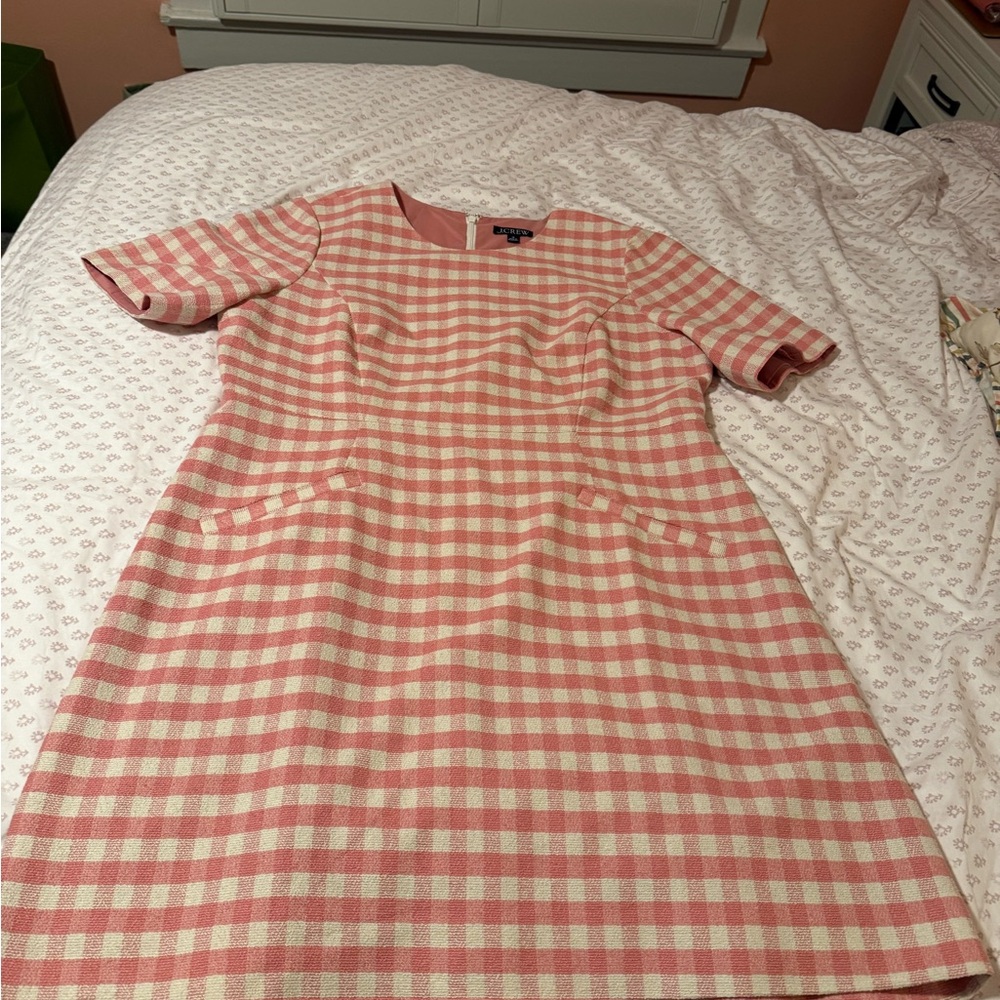 Pink and White j crew women’s gingham dress